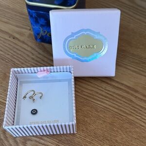 New in Box Gold Cake Sterling Silver Earrings